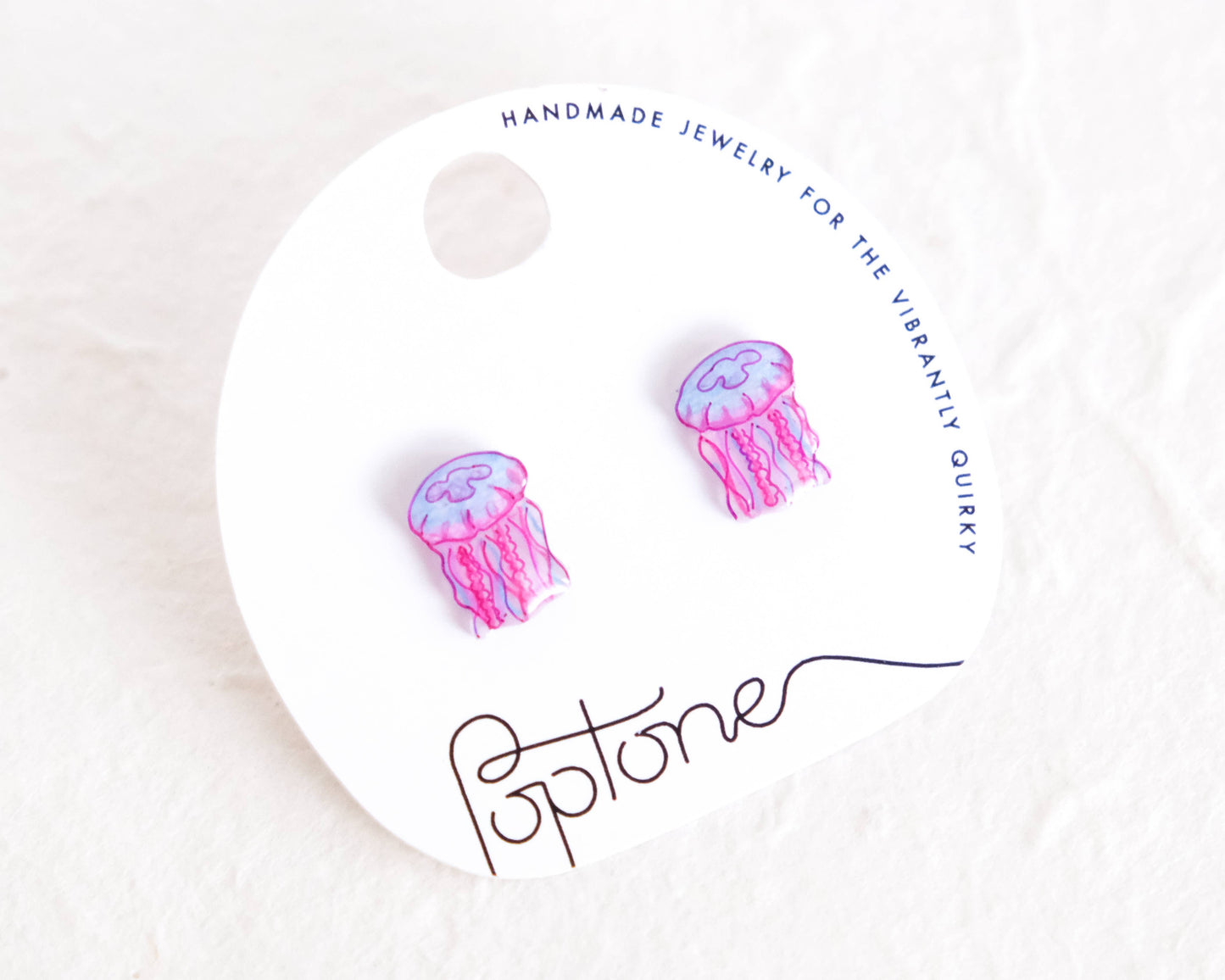 Jellyfish Pink and Blue Ocean Sea Life Stud Earrings