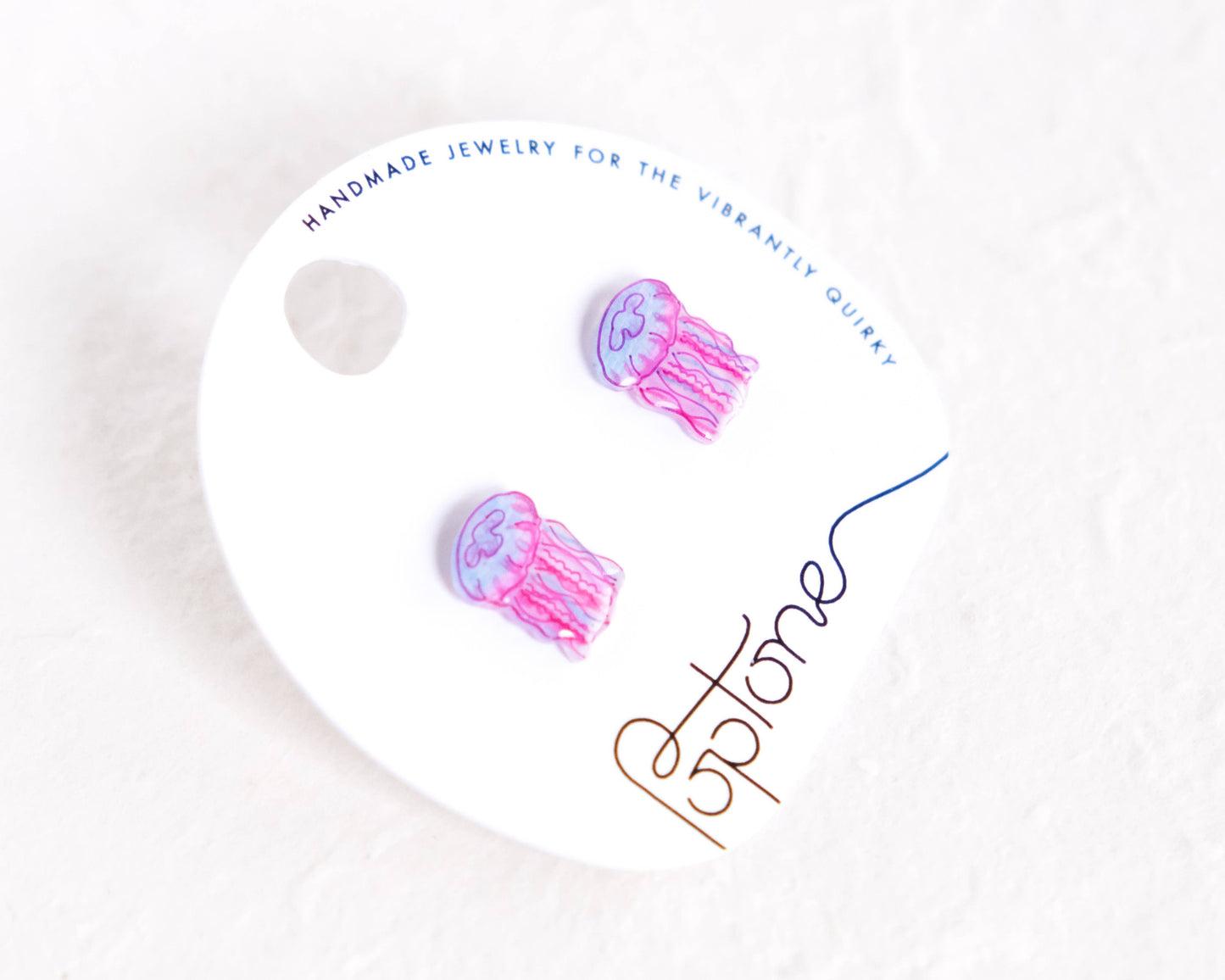 Jellyfish Pink and Blue Ocean Sea Life Stud Earrings