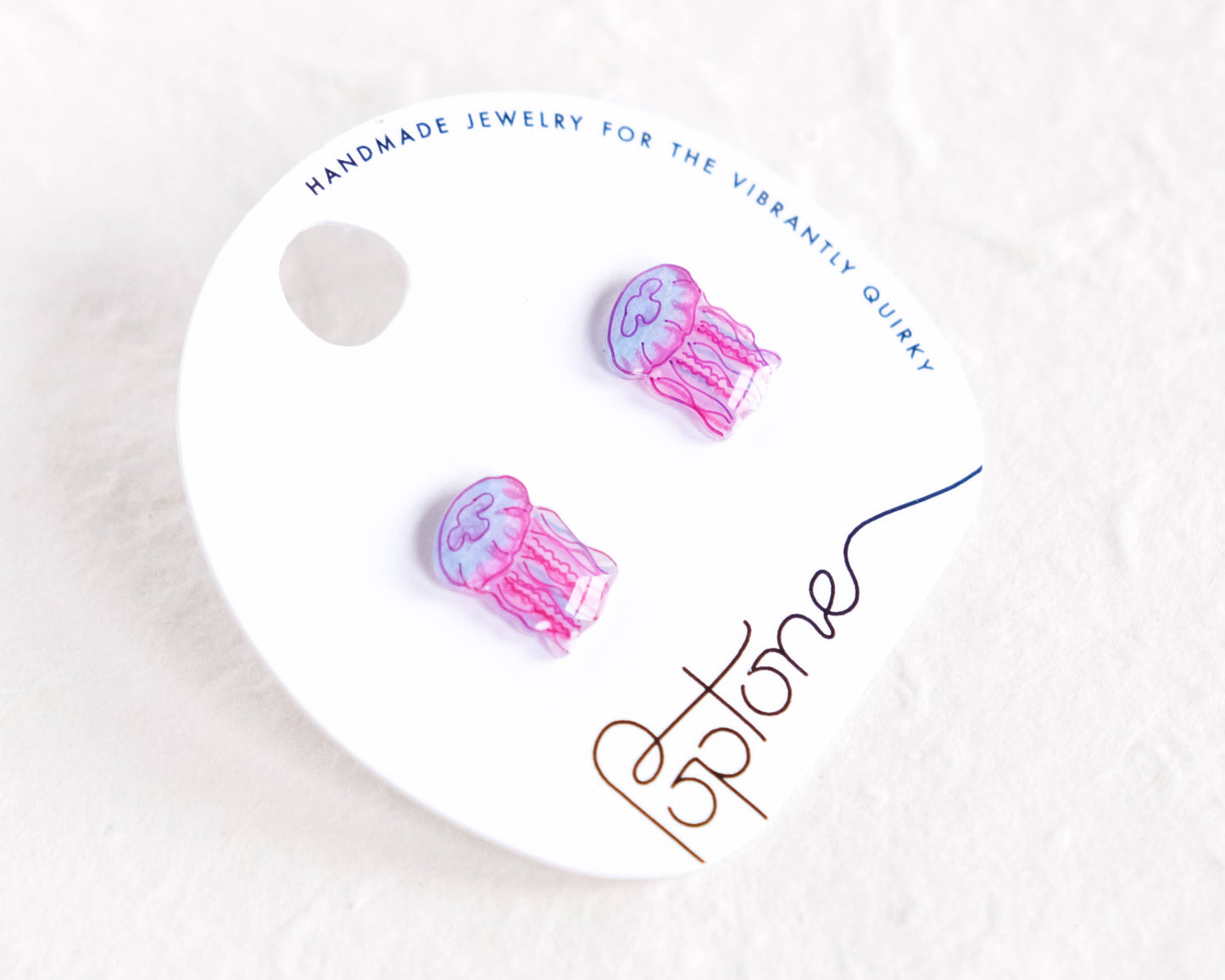 Jellyfish Pink and Blue Ocean Sea Life Stud Earrings